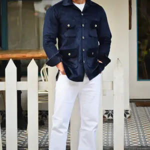 Navy Blue Corduroy Hunting Shacket Men - Buy Premium Vintage Outdoor Wear | Jaipurio